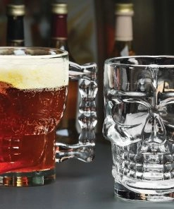 لیوان شیشه‌ای طرح اسکلت سایز بزرگ